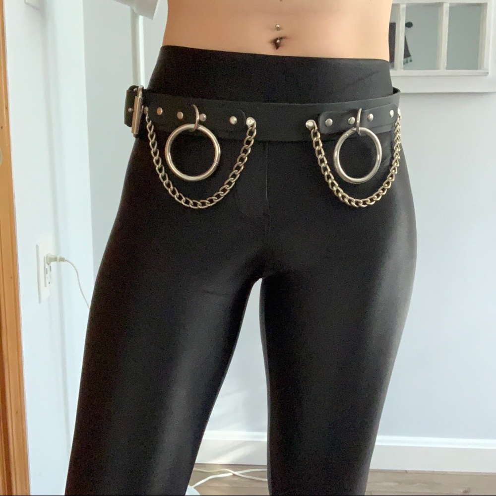 Genuine leather chain and hoop belt